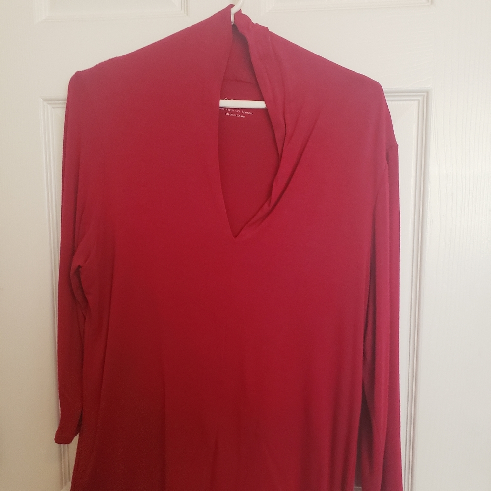 Red Top with Sophisticated Neck Line